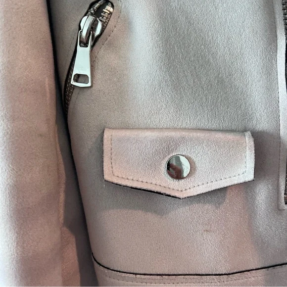 Mango suede beige jacket with pockets and zipper - Picture 3 of 6